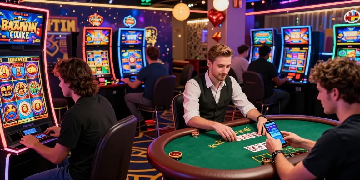 Players enjoying bazawin গেম on the platform, featuring diverse gaming activities and vibrant graphics in an engaging casino atmosphere.