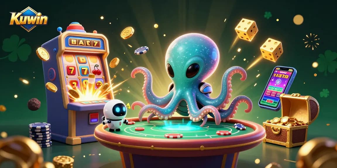 Experience thrilling gameplay in Kuwin's alien casino with vibrant characters, holographic games, and jackpot excitement.