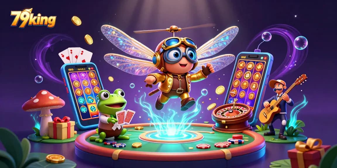 Engage in gaming excitement with 79king's vibrant 3D casino scene featuring dynamic characters and lively game elements.