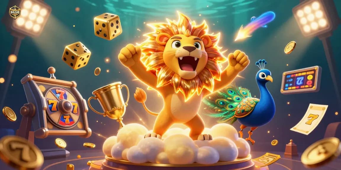 Experience the excitement of motchill with dynamic slot machines and vivid casino elements in a vibrant 3D illustration.