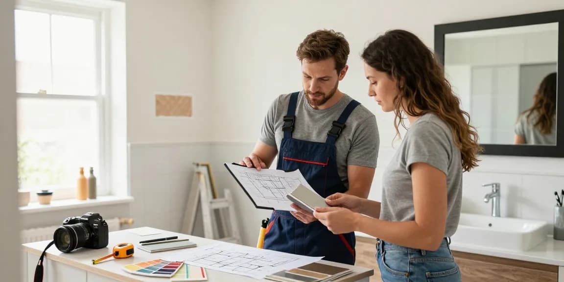 Bauunternehmen in Heidelberg: Renovierungspläne mit einem Badezimmer-Experten und modernen Designmustern.