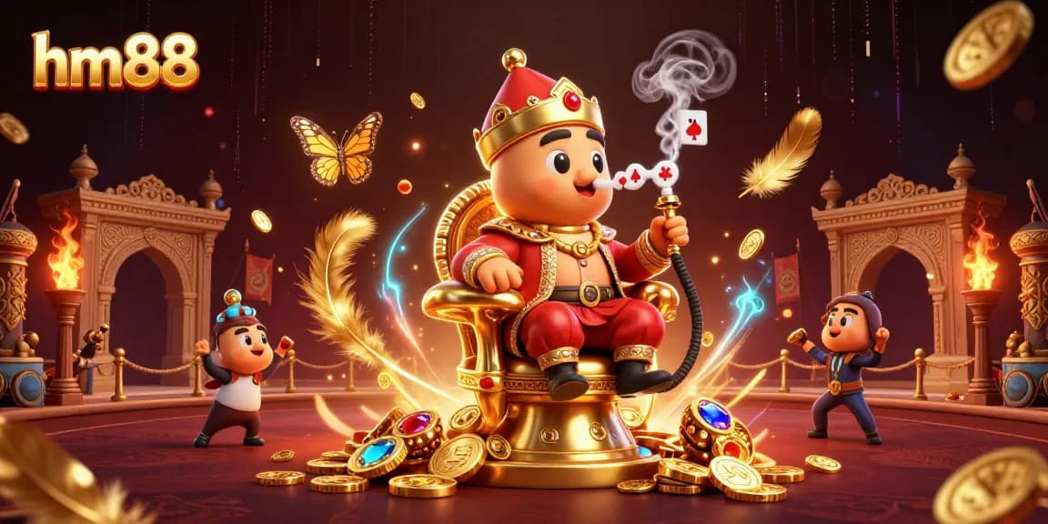 Win big at hm88 with exciting casino elements like a golden caterpillar and vibrant energy!