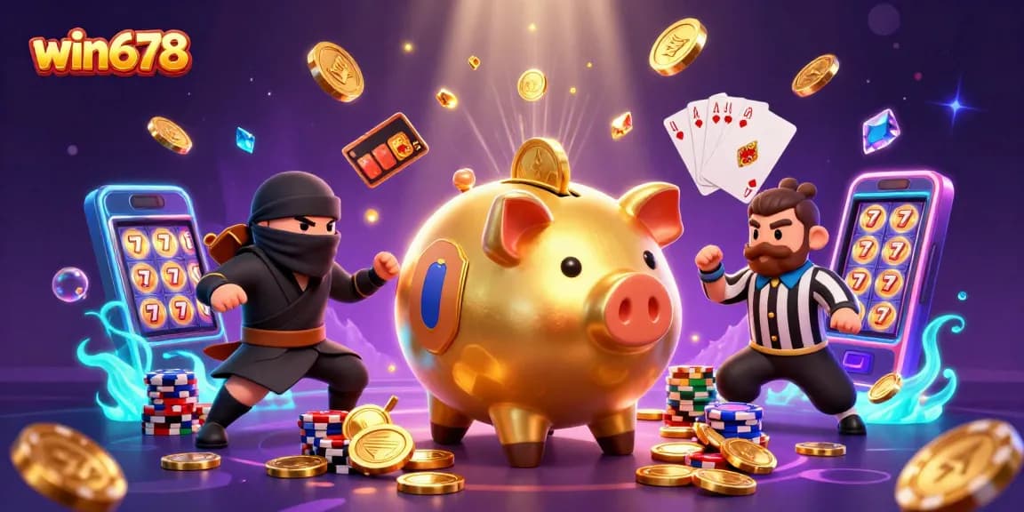 Engage in the thrill of win678 with dynamic slot games featuring golden coins and immersive characters.
