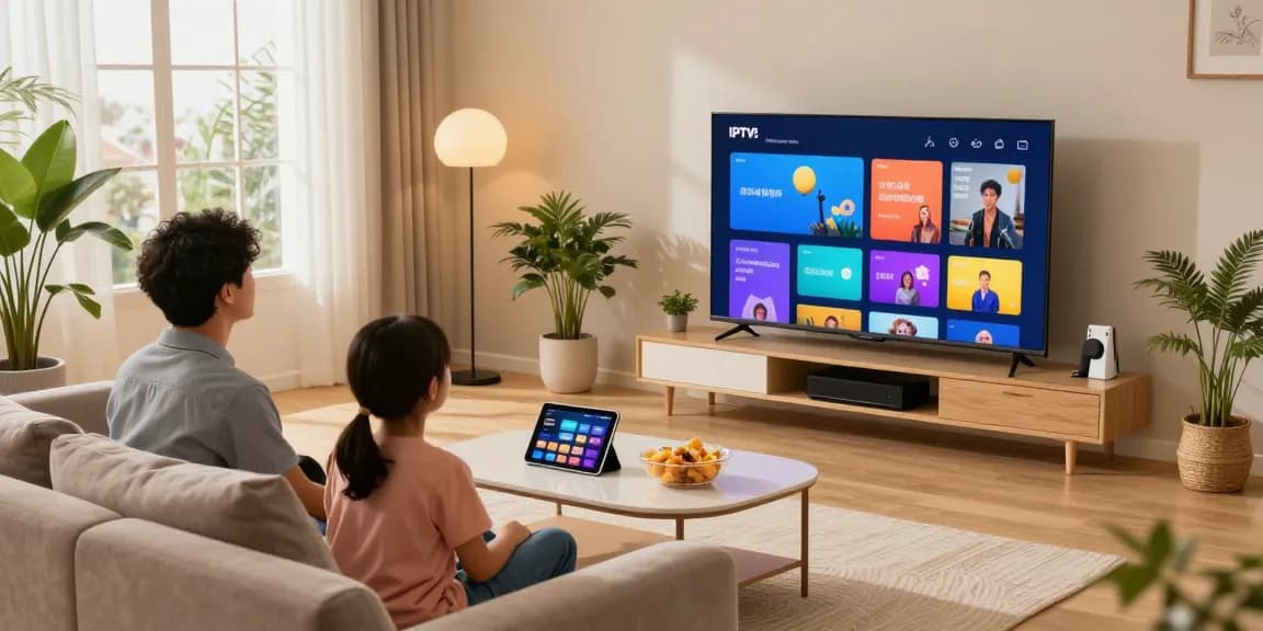 IPTV kaufen für modernes Fernsehen in 4K UHD erleben mit der Familie im Wohnzimmer