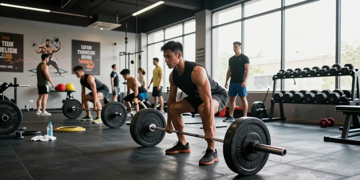 Anabolika Shop featuring a muscular bodybuilder lifting weights in a vibrant gym, showcasing strength and dedication to fitness.