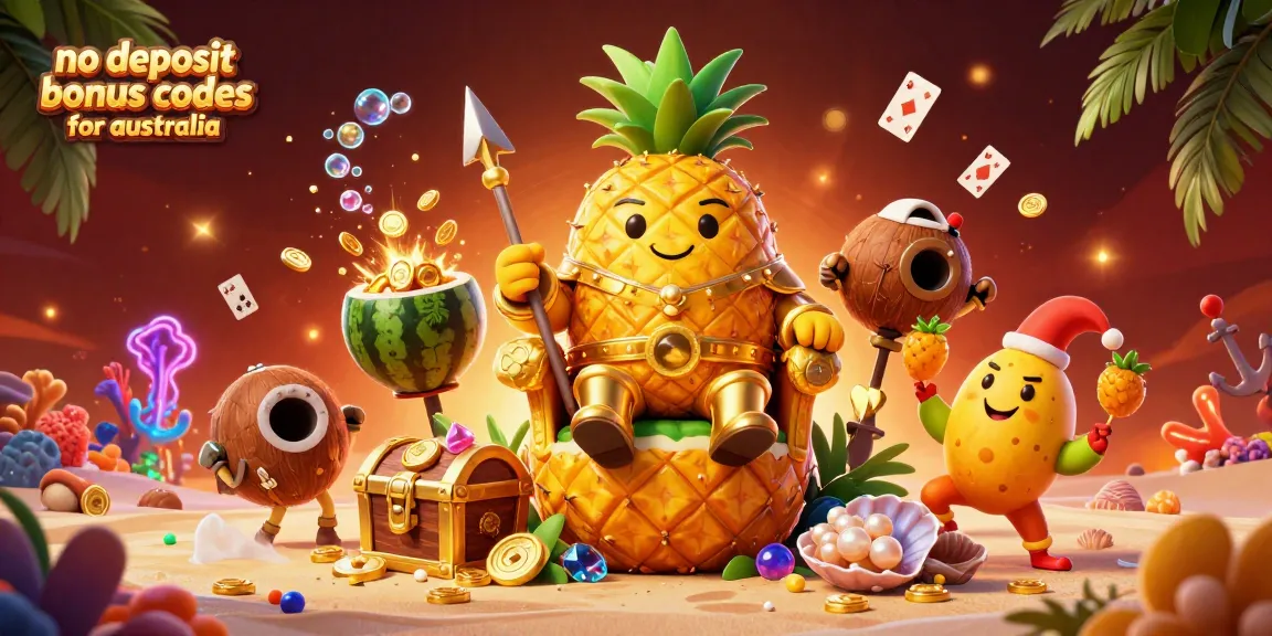 Engage with no deposit bonus codes for australia in a vibrant 3D casino scene featuring colorful characters and elements.