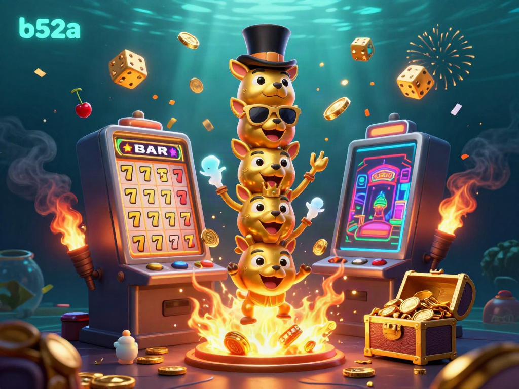Experience the exciting world of b52a through vibrant gaming visuals with a golden totem and interactive slot elements.