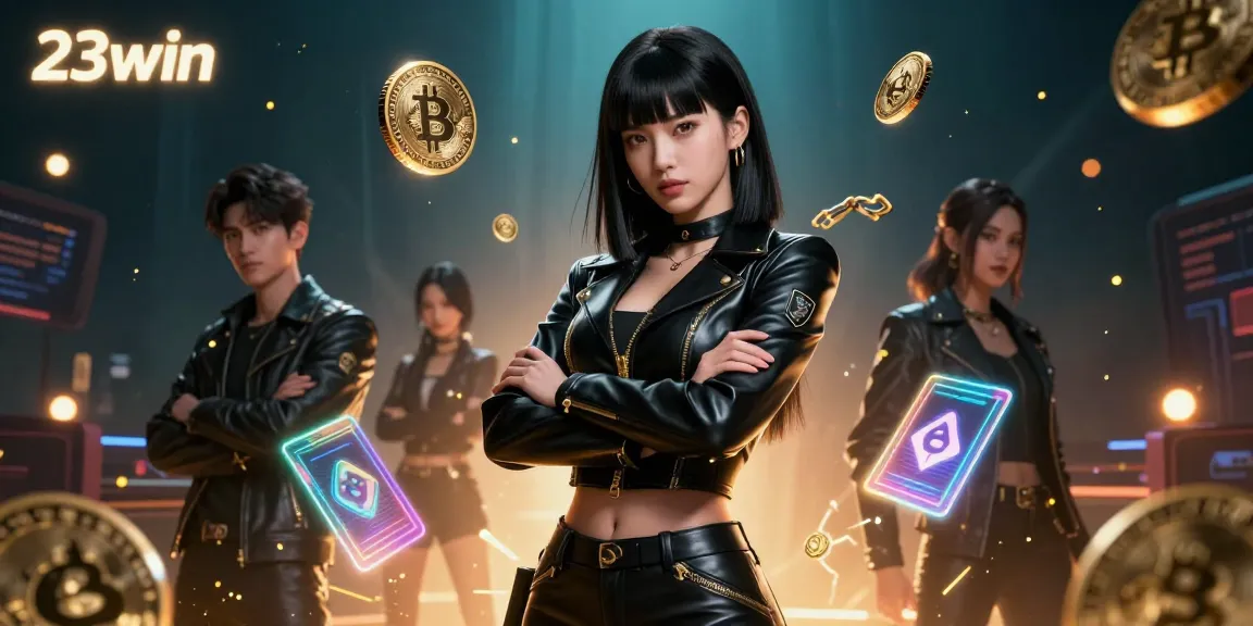 Win big with 23win by showcasing your skills in this vibrant casino environment filled with crypto elements.