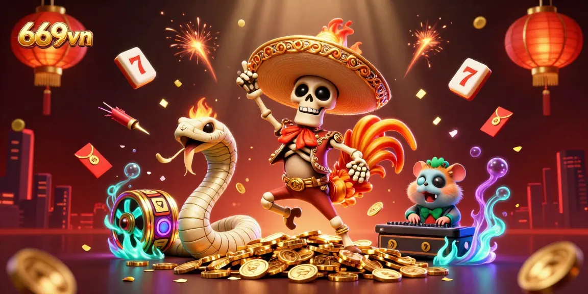 Experience the exciting world of 669vn with vibrant 3D casino characters and dynamic elements.