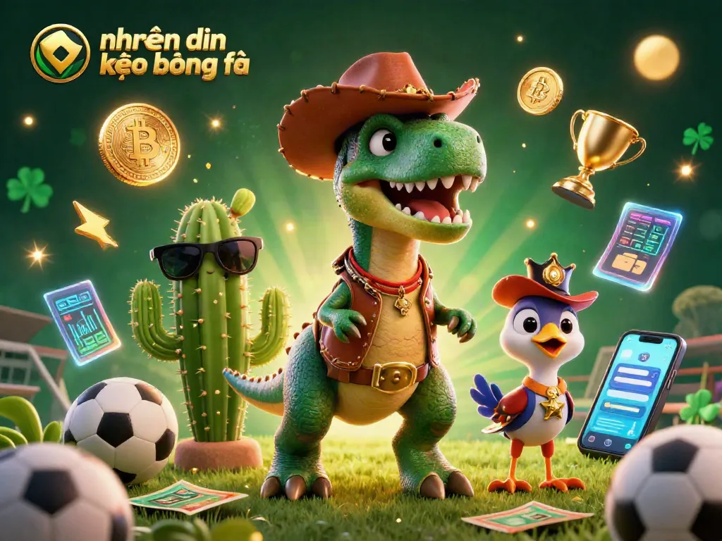 Bet on nhận định kèo bóng đá with expert characters, showcasing vibrant sports elements in a dynamic scene.