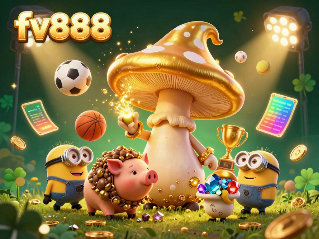 Experience the magic of fv888 with golden wizardry, sports elements, and enchanting treasure.