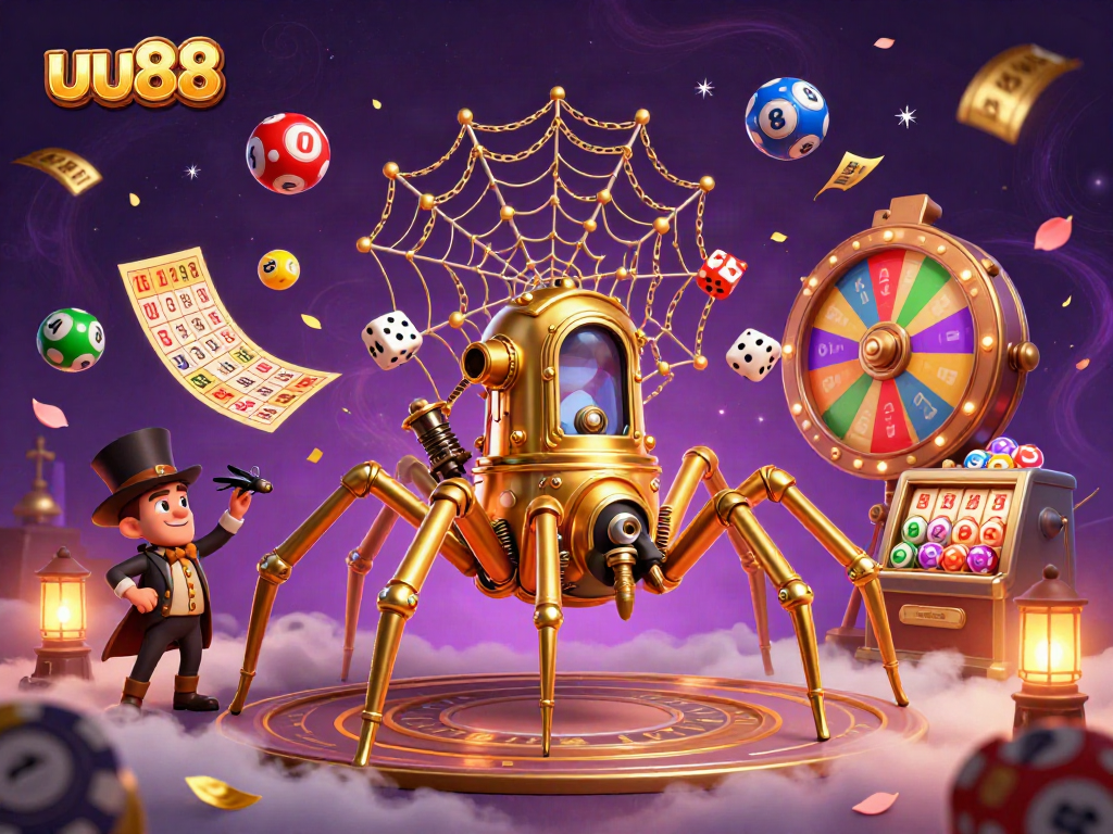 Engage in the exciting world of uu88 with a dynamic 3D illustration capturing a steampunk themed casino adventure.