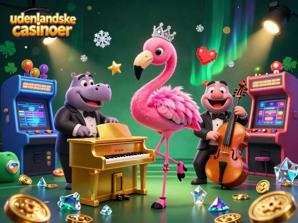 Experience the vibrant atmosphere of udenlandske casinoer with a 3D lounge singer and a hippo bassist.