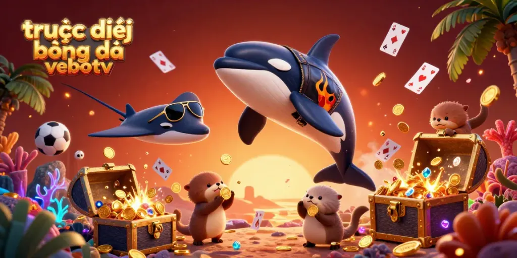 Experience the excitement of trực tiếp bóng đá vebotv with this vibrant 3D illustration showcasing characters and sports-themed elements.