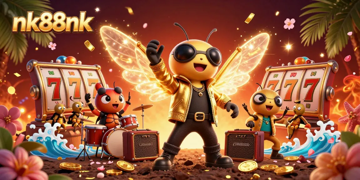 Engage with the thrilling atmosphere of nk88nk, featuring vibrant 3D characters celebrating winning moments at the casino.