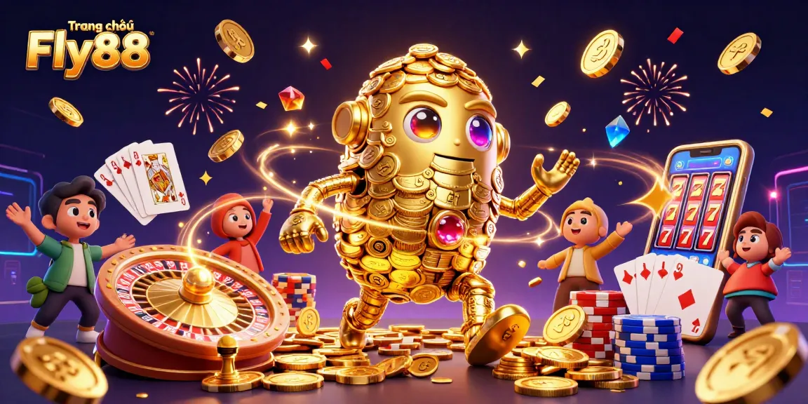 Spin and win with Trang chủ Fly88's vibrant casino adventures featuring an ancient golden golem.