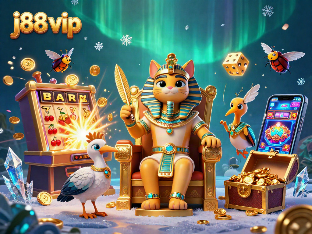 Experience thrilling jackpots with j88 vip and wild casino elements in a vibrant 3D scene.