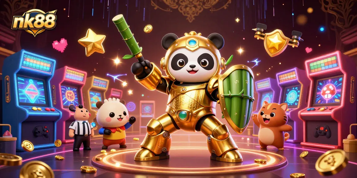 nk88 engages in thrilling gameplay amidst colorful casino elements and cheering spectators.