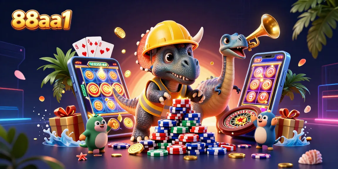 Experience winnings at 88aa1 with vibrant gaming elements and celebration in an animated casino scene.