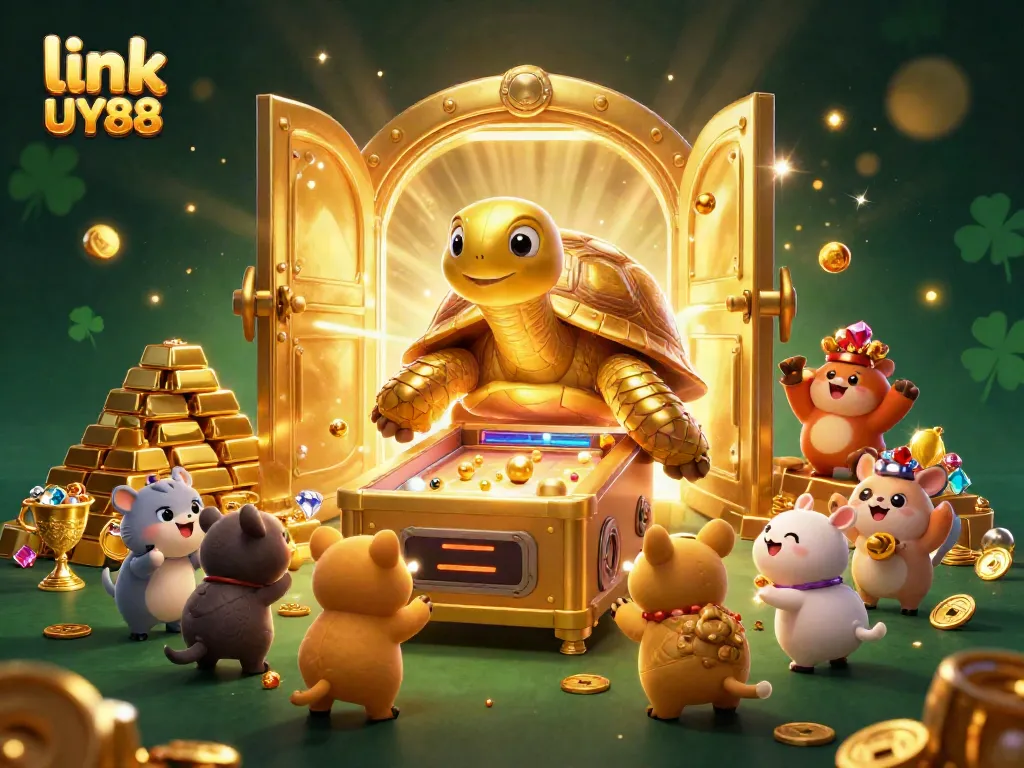 Play exciting games with link UY88 at this vibrant online casino illustration featuring magical designs and winnings.