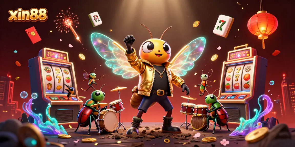 Experience the vibrant energy of xin88 with animated slot machines and lively characters in a dynamic casino scene.