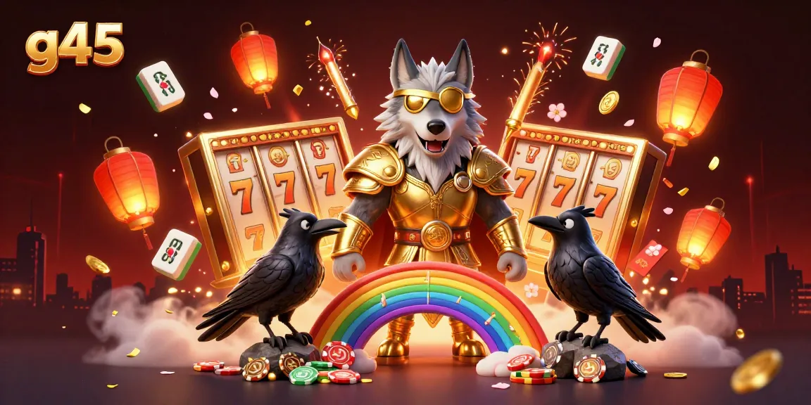 Experience thrilling wins with g45 at our action-packed casino scene featuring vibrant 3D illustrations.