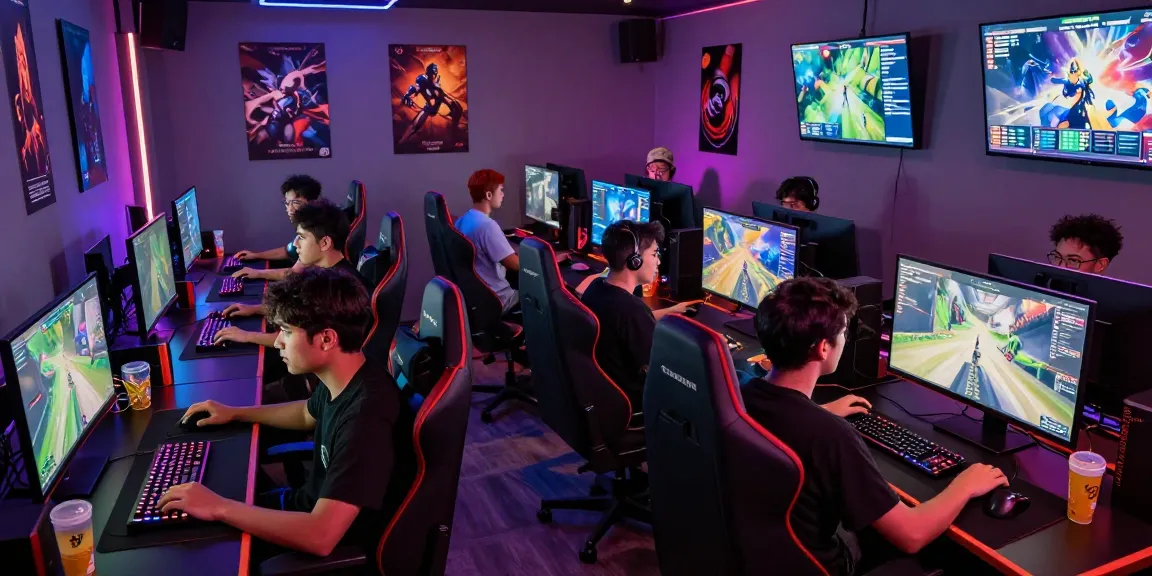 Engaged gamers competing on screens at https://sc88.chat/ in a lively gaming lounge.