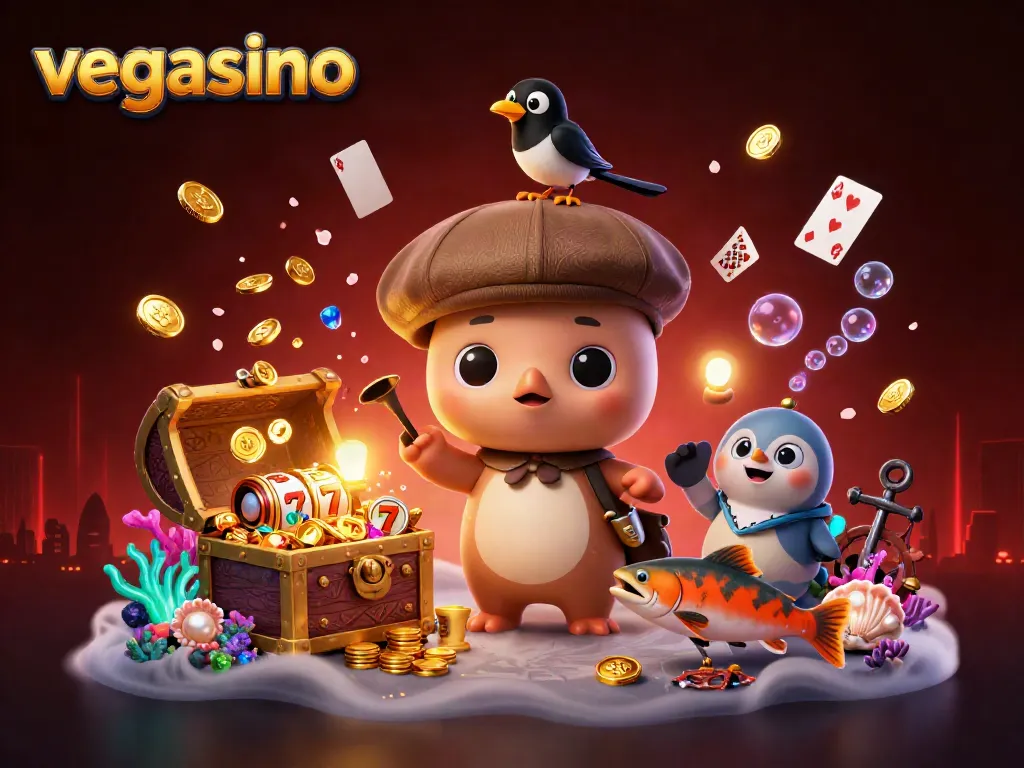 Engage with vegasino's vibrant 3D casino experience featuring playful characters and thrilling elements.