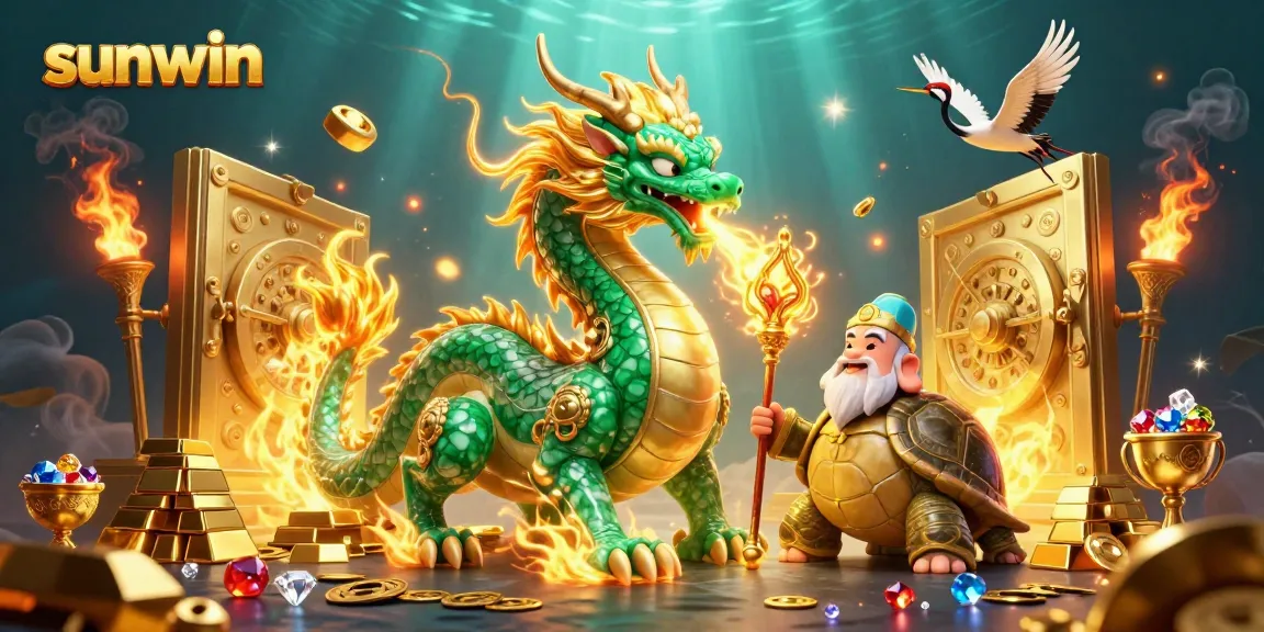 Engage in a thrilling adventure with sunwin as the emerald dragon breathes gold amidst a treasure-filled casino.