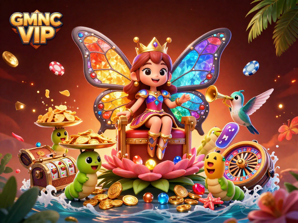 Engage with GMNC VIP for expert betting insights amidst vibrant casino-themed 3D scene.