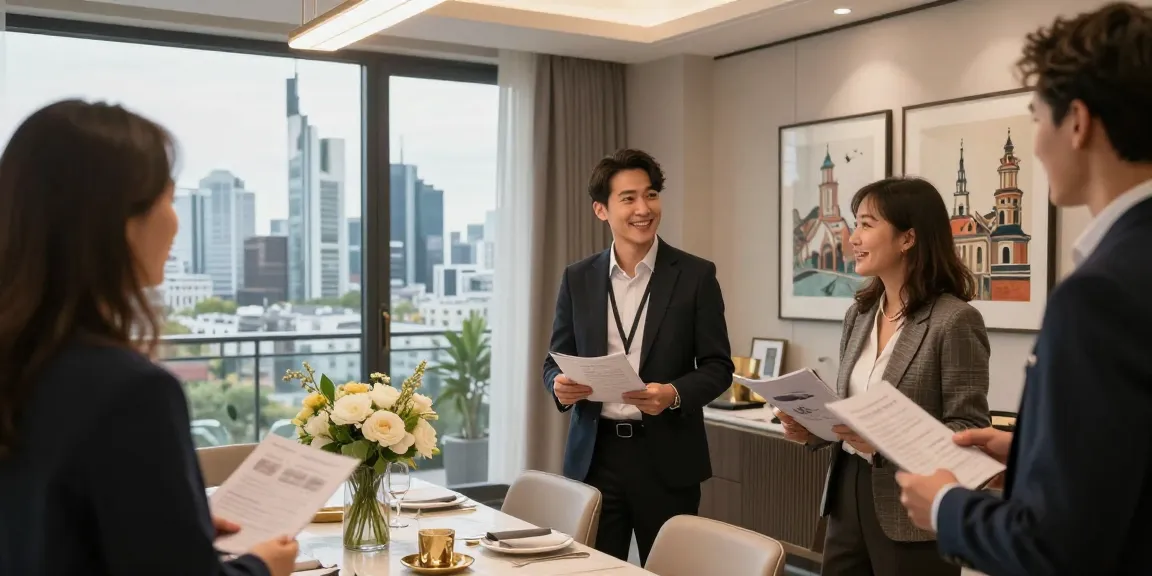 Bester Immobilienmakler Frankfurt präsentiert stilvolles Innendesign eines Luxusobjekts während einer Besichtigung.