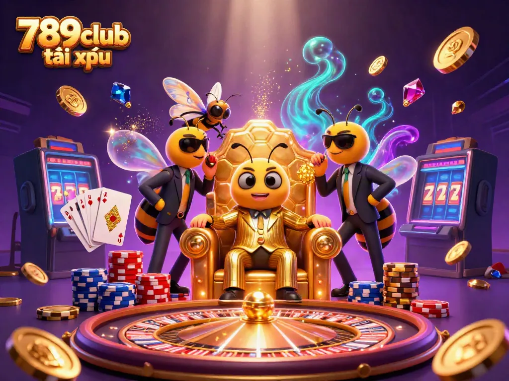 Experience the excitement of 789club tài xỉu with a dynamic illustration of gaming elements, characters, and vibrant atmosphere.