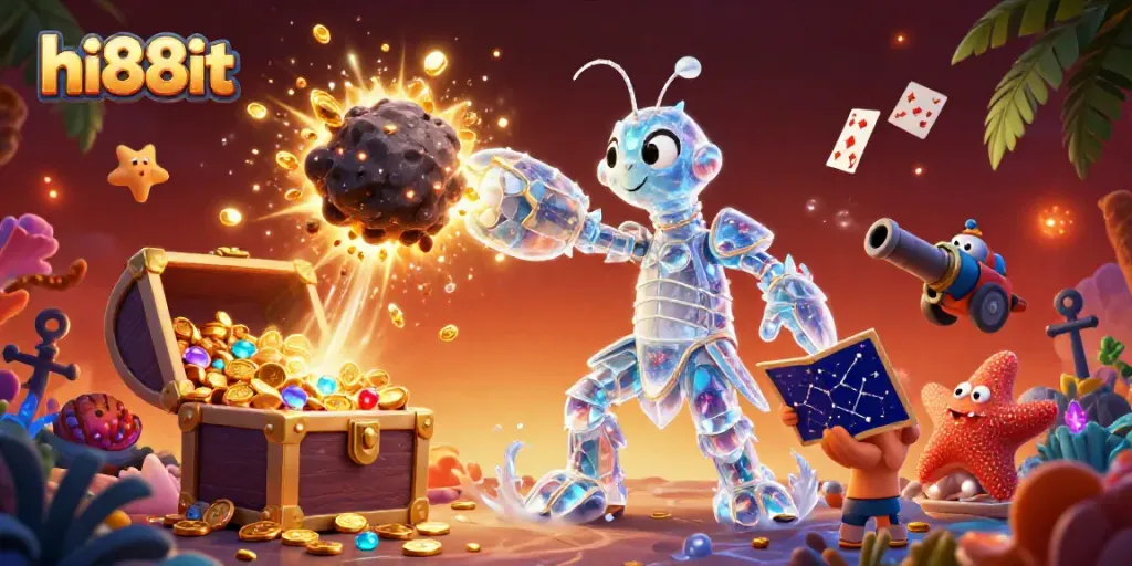 Engage in winning with hi88it as the galactic samurai shrimp unearths treasure while exploring the cosmic gaming scene.