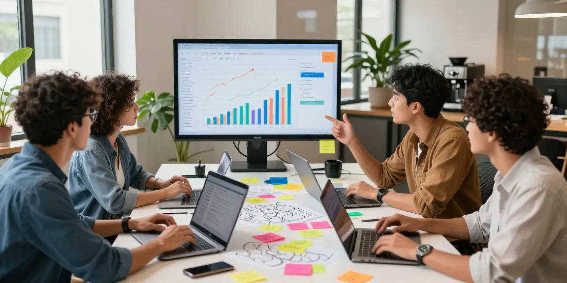 Collaborative team analyzing rokok88 digital marketing strategies in modern workspace
