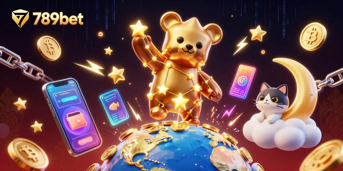 Engage with 789bet's dynamic crypto casino scene featuring constellation bear and game elements.