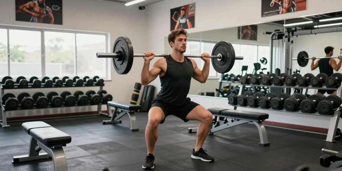 Anabolika Shop - Fitnessszene mit Bodybuilder, der Gewichte hebt, motivierende Atmosphäre und moderne Ausstattung.