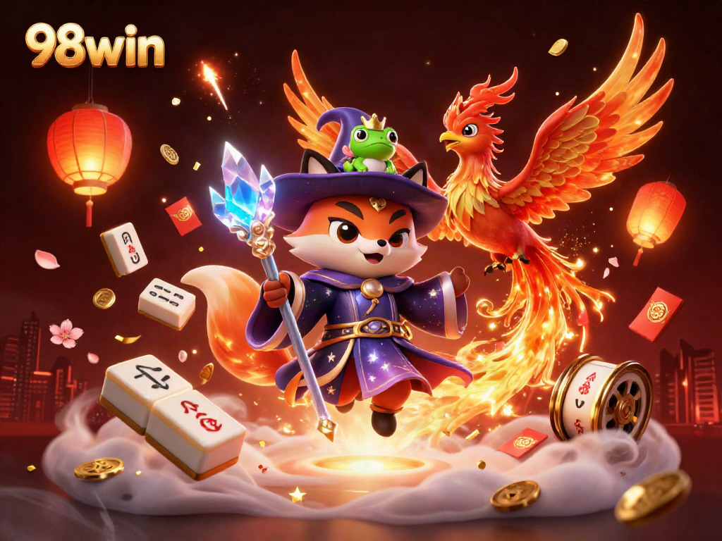 Experience thrilling action at 98win with vibrant characters and casino game elements.