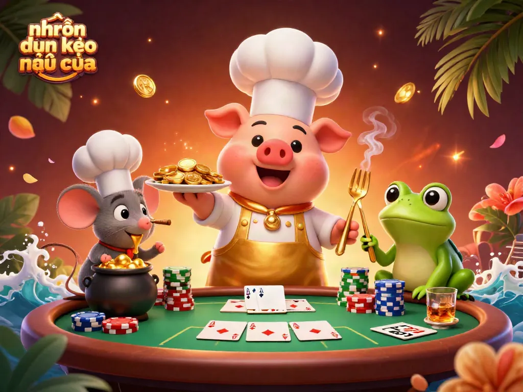 Engaging scene depicting nhận định kèo nhà cái with cartoon characters and vibrant gambling elements.